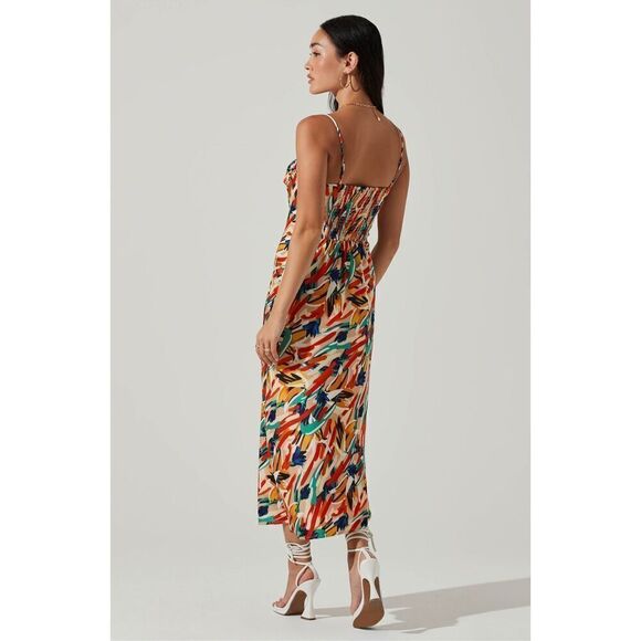 New ASTR The Label Mariela Abstract Satin Midi Dress Size M - Picture 4 of 10